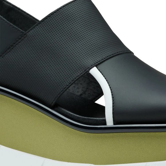 NEW Sorel Size 9 Women's Joanie III Slingback Wedge Sandals - Black/ Olive Shade - Picture 5 of 6